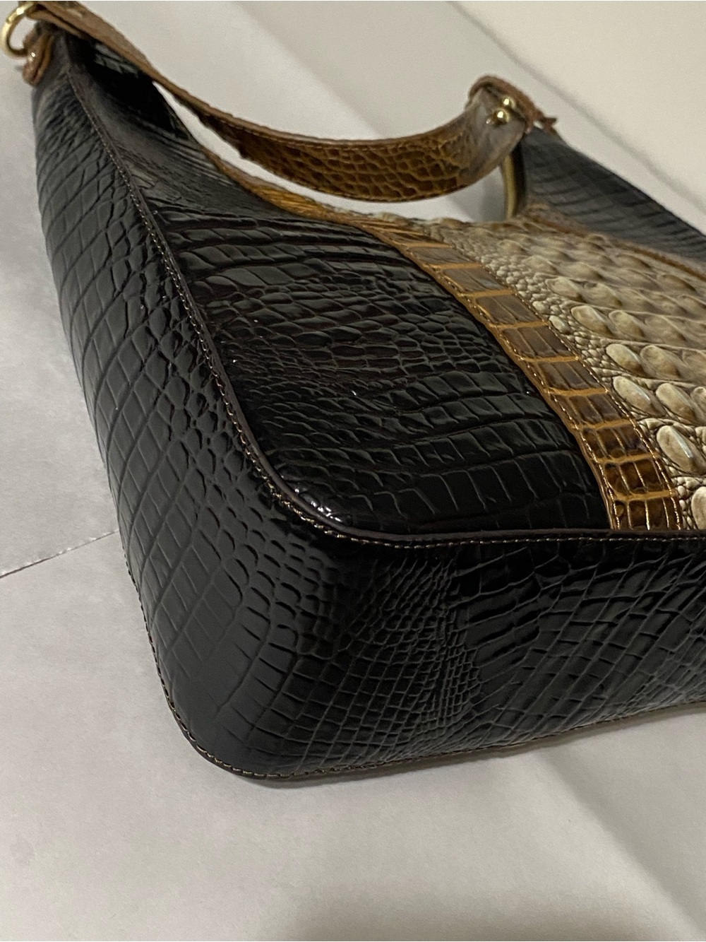Brahmin Tabitha Tri-color Melbourne Leather Shoulder Bag Cocoa Conway - Picture 8 of 15